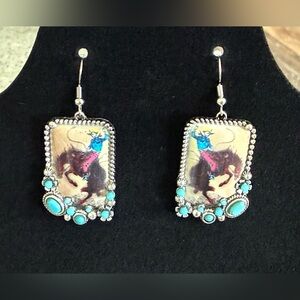 Turquoise inspired Western Rodeo Dangle Earrings